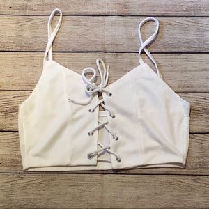 Lace up front crop top
